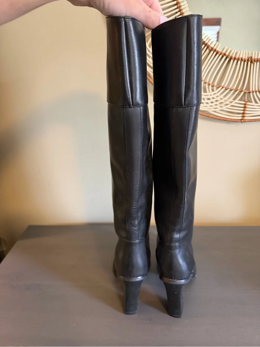 Michael Kors Classic Black Leather Knee-High Boots
